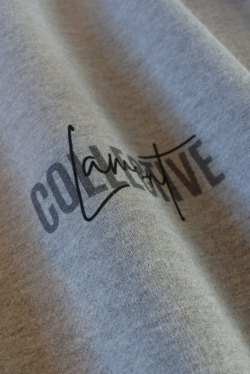 Close Up of Grey Marl Crew Neck Top Print